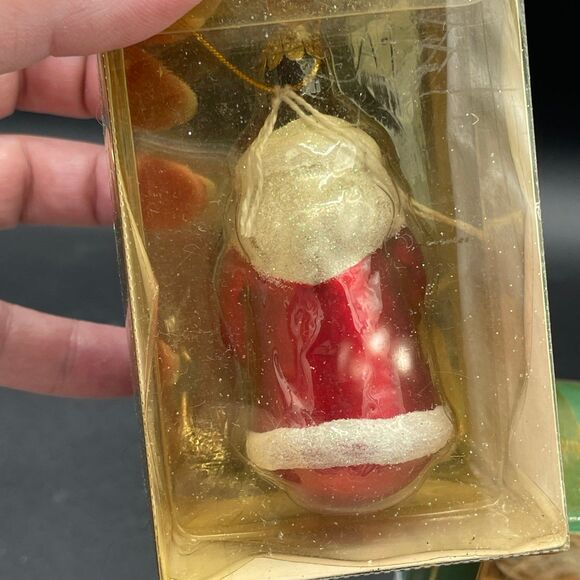 Vintage Kurt S.Adler Christmas Tree Ornaments Glass Santa & Round Cottage - Picture 5 of 8